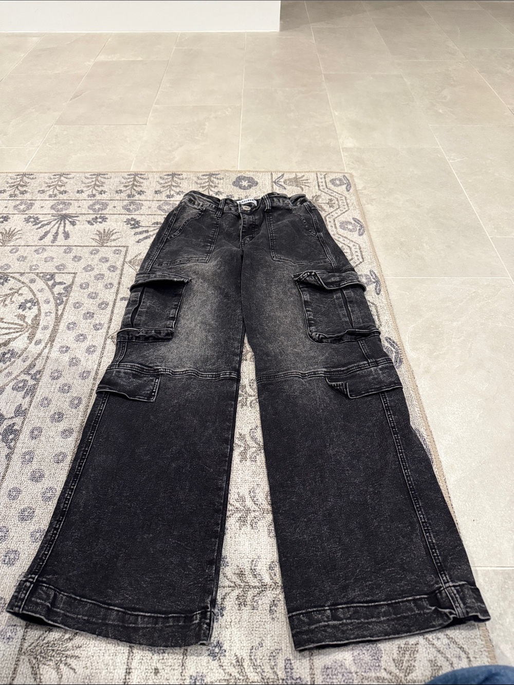 Disclosure Washed Black Cargo Wide-Leg Jeans